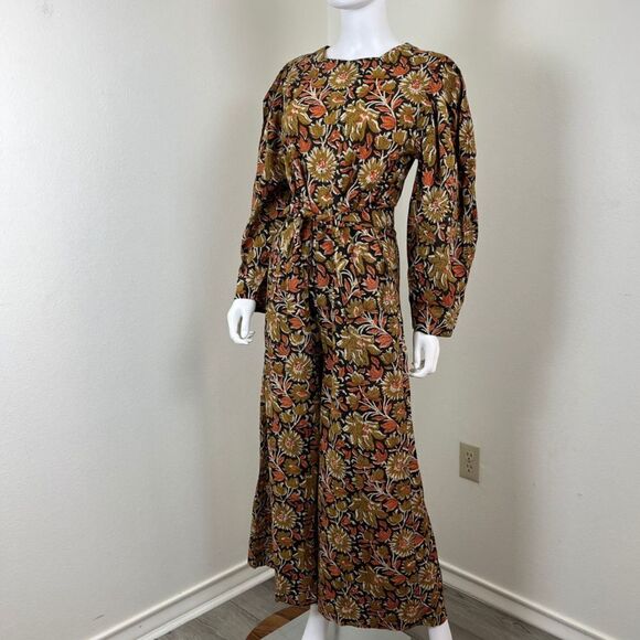 Mille Women Size M Eva Sunset Floral Puff Sleeve Wide Leg Cotton NEW Jumpsuit - Picture 9 of 15